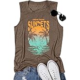 Hawaiian Beach Tank top for Women Summer Palm Tree Graphic Vacation Tops