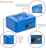 Burg-Wächter Sterling CB02CBL 8in Combination Lock Cash Box Blue view 2