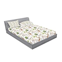 Ambesonne Watercolor Elephant Fitted Sheet & Pillow