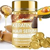 Keratin Hair Treatment Serum,Hair Serum Treatment for Dry Damaged Hair,Hair Oil Capsules with Keratin,Argan Oil-Leave-in Anti Frizz Conditioner with Vitamins A, C, E &amp; B5- No Rinse for All Hair Types