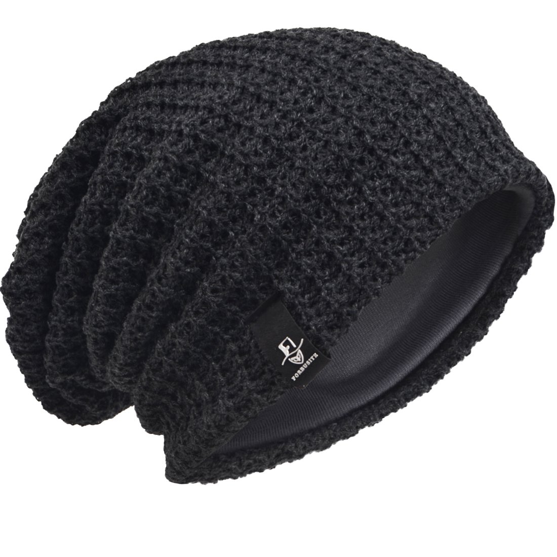 VECRY Men's Slouchy Beanie Knit Rasta Skull Cap for Summer Winter (Dark Grey)