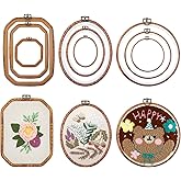 9Pcs Wood Look Embroidery Hoop Set,Suitable for Hanging Embroidered Artworks,Featuring Circular Oval,Octagonal and Cross Stit