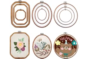 ZUAOOZ 9 Pcs Embroidery Hoop Frame Set Decorative Imitated Wood Embroidery Hoop Display Frame for Art Craft Sewing Decorative Ornaments, Circle, Oval, Octagonal Embroidery Hoops