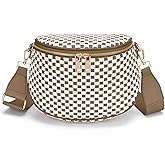 FODOKO Woven Crossbody Bag for Women weave Leather Bum Bags Checkered Purse with zipper