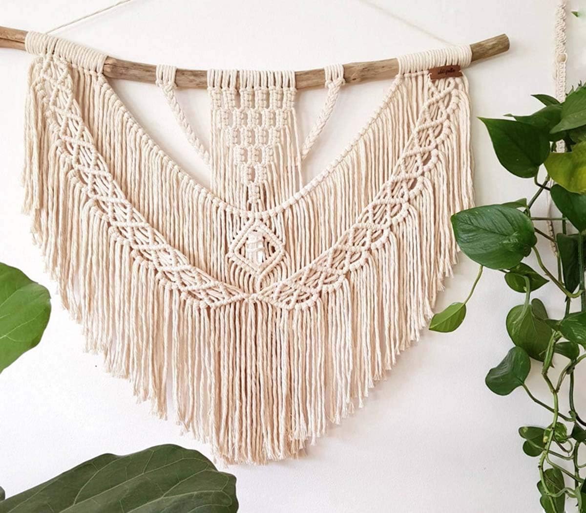 XJYA Large Wall Hanging Tapestry Macrame Handmade Woven Rope Crochet Boho Curtain Fringe Banner - Bohemian Wall Decor - Living Room Bedroom Art 29.5 * 35.4 inch