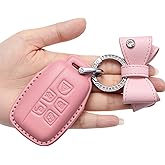 CUIBUKUG for Land Rover Jaguar Key fob Cover Genuine Leather with Keychain,Compatible with Evoque Velar Sport Discovery Freelander2 LR4 Land Rover Sport Jaguar XF XJ XE F-PACE F-Type