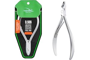 NGHIA Premium Hard Steel Cuticle Nipper - D-506, Precision Nail Tech Nipper with Grey Plated Full Jaw and Single Spring