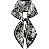 CHUNG Women Skinny Scarf 57"x5.5" Hair Neck Long Scarves Silky Satin Thin Ribbon Fashion Head Neckie Tie hat Wrap