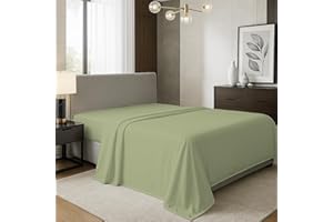 TEXAS LINEN CO. 100% Organic Cotton Percale Flat Sheet King Size - 1 PC Flat Sheet, Sage Green - Crisp, Cool and Strong Bed Linen, Top Sheets for Hot Sleepers, Luxury Breathable GOTS Certified Sheets
