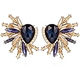 TRWWELL Vintage Rhinestone Statement Earrings Retro Fancy Big Crystal Cluster Drop Dangle Earrings for Women Prom