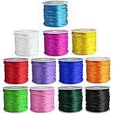 Ewparts Nylon String for Bracelets 12 Rolls Color Satin Cord Nylon for Bracelet Braided, Rat Tail Silk Cord,Beading Cord for Kumihimo, Necklace, Macrame Craft, Keychains, Lanyards, Jewelry Making