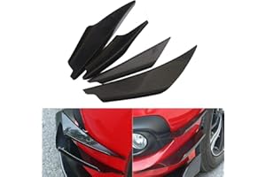 BOHISEN 4Pcs/Set Diffuser Shark Fin Kit for Car Spoiler Wing, Auto Parts Car Carbon Fiber Texture Decoration Front Bumper Side Canards Splitter Fins Universal Black