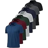 BOOJO 7 Pack Polo Shirts for Men - Quick Dry Moisture Wicking Performance Short Sleeve Mens Golf Shirts for Casual Work