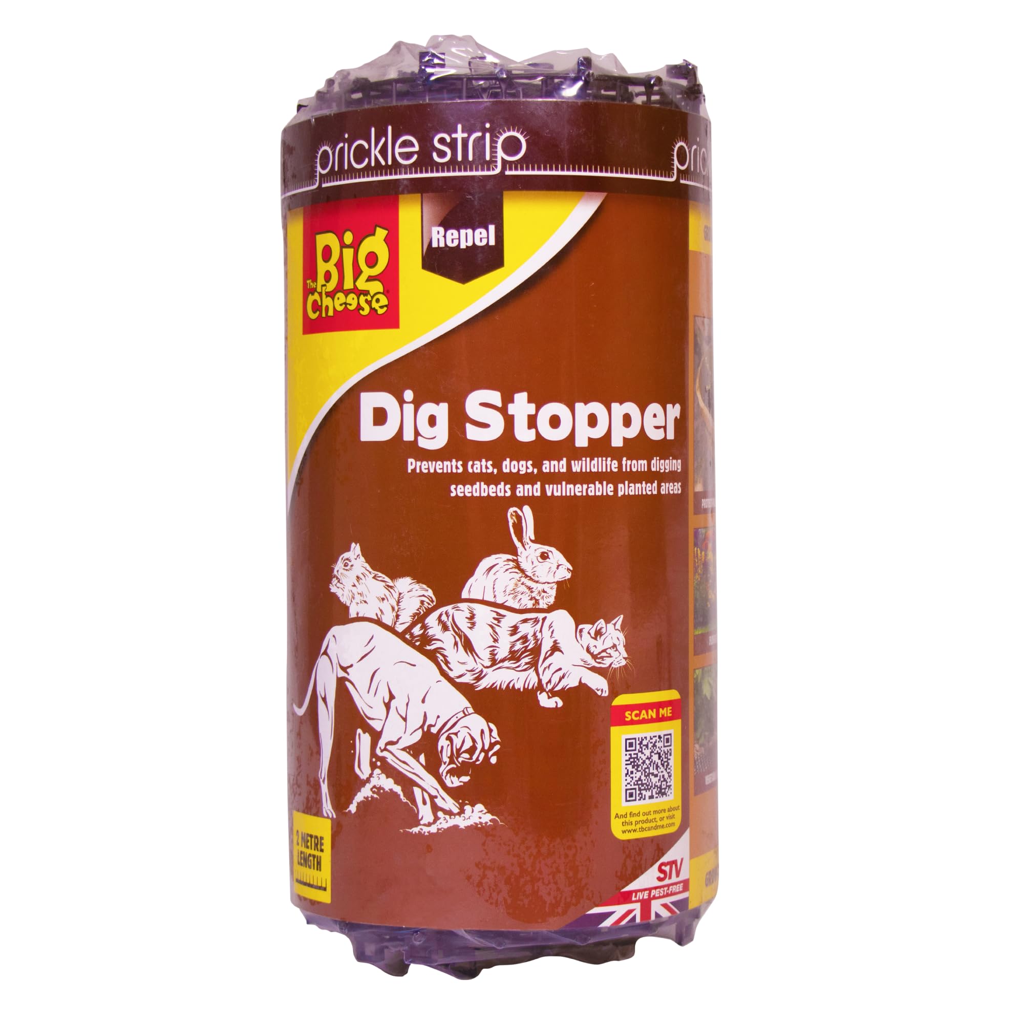 The Big Cheese Prickle Strip Dog Stopper – 2 m x 28 cm wide, durable Grow-thru Deterrent Protects Plants and Bulbs and Prevents Cats, Dogs, and Wildlife from Digging the Garden and Plant Pots