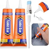 2 Pack Fabric Glue Permanent, 60ML/2.02oz Washable Clear Clothing Glue, Super Fabric Adhesive for Rhinestones, Patches, Clothes, Denim, Leather, Polyester, Fabrics, Doll Repair, Flannel, Cotton