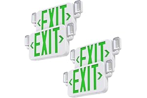 SITISFI Led Combo Emergency Exit Sign Light with Two Adjustable Head Lights and Backup Battery,US Standard Green Letter Commercial Emergency Exit Lighting,UL 924,120/277V (4Pack)