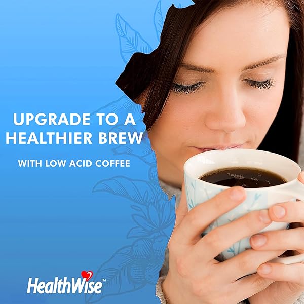 HEALTHWISE LOW ACID DECAFFEINATED GROUND COFFEE, CHEMICAL-FREE SWISS WATER PROCESS, 99.9% CAFFEINE FREE, 100% COLOMBIAN – MEDIUM ROAST, HEALTHIER COFFEE FOR SENSITIVE STOMACHS 12 OUNCE (PACK OF 1)