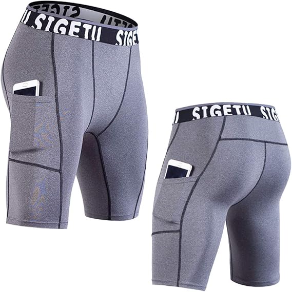 Celucke Herren Funktionsshorts Lauftights Kompressionsshorts Mit Tasche Sporthosen Manner Kurz Laufshorts Trainingsshorts Fitness Running Gym Sport Tights Amazon De Bekleidung