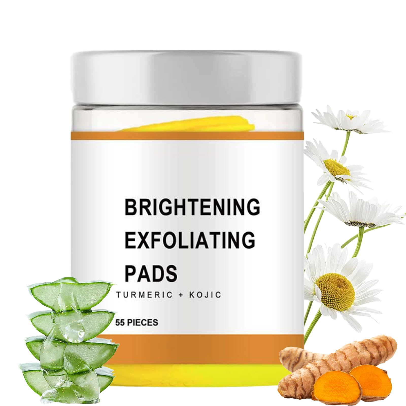 Asheyya 55 PCS Turmeric and Kojic Acid Cleansing Pads for Facial Skincare