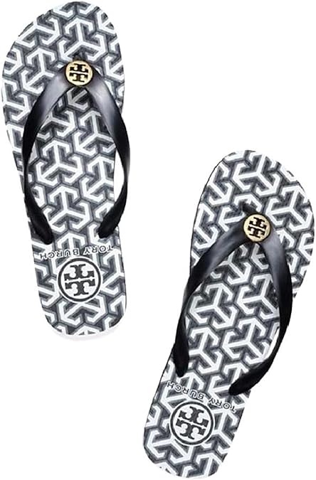 tory burch black and white flip flops
