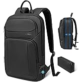 Backpack for Men Slim & Expandable Travel Laptop Backpack with USB Charging Port Water Resistant Anti-Theft Business Backpack Fits 15.6In Laptop for Commute Work College with Small Bag(Business Black)