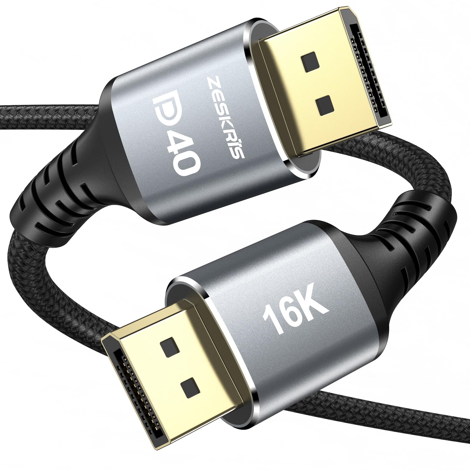 ZESKRIS 16K Displayport Cable 2.1, VESA Certified DP to DP Cable Available in 2M Lengths for Selection,[16K@60Hz, 8K@120Hz, 4K@240Hz 165Hz 144Hz]