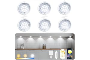 DAYMEET Under Cabinet Lights Brightness Adjustable 3 Color Cabinet Lighting Under Counter Closet Lights with Remote/APP Control/Controller, Stick On Lights for Kitchen Cupboard, Cabinet, Closet, Stairs