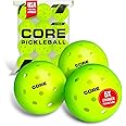 CORE Pickleball Balls for Professionals and All Levels of Play - Set of 4-50 Balls with 40 Holes - Durable & Seamless Design - Premium Outdoor Pickleball Balls, Polypropylene - USA Pickleball Approved