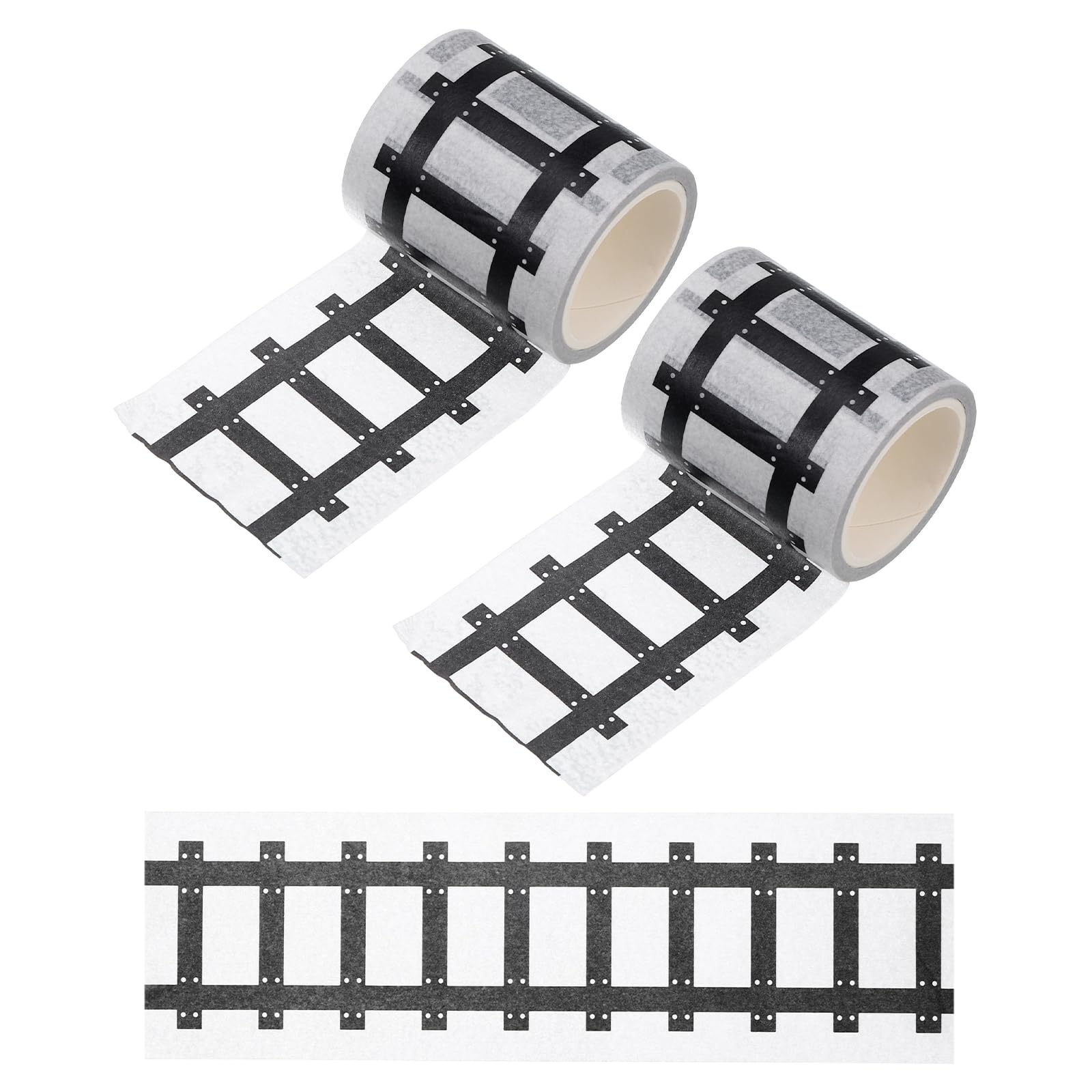 PATIKIL 33ft Car Track Tape Traffic Washi Tape Highway Train for DIY Craft Art Journal Scrapbook Planner Style 4, Black