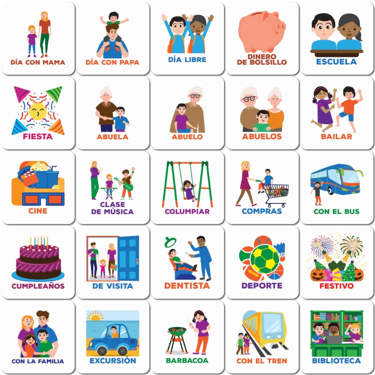 Smarfer - Magnetic Pictograms for Weekly Planning Board - Pack of 50 - Spanish - Outdoor Edition - For Kids - Daily Schedule - Autism Planner - Magnets - Routine Tasks - Reward Board