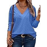 Eytino Plus Size Tops for Women Casual V Neck Long Sleeve Buttons Hollow Out Lace Embroidered Blouses Shirts(1X-5X)