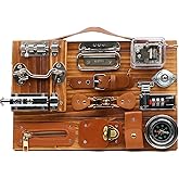 Canuan Busy Board for Toddlers, Travel Toy Fidget Board Activity Board for Fine Motor Skills, Wooden Busy Board Toys for 3 Years Old Boys & Girls with Switch, Locks, Music Box...