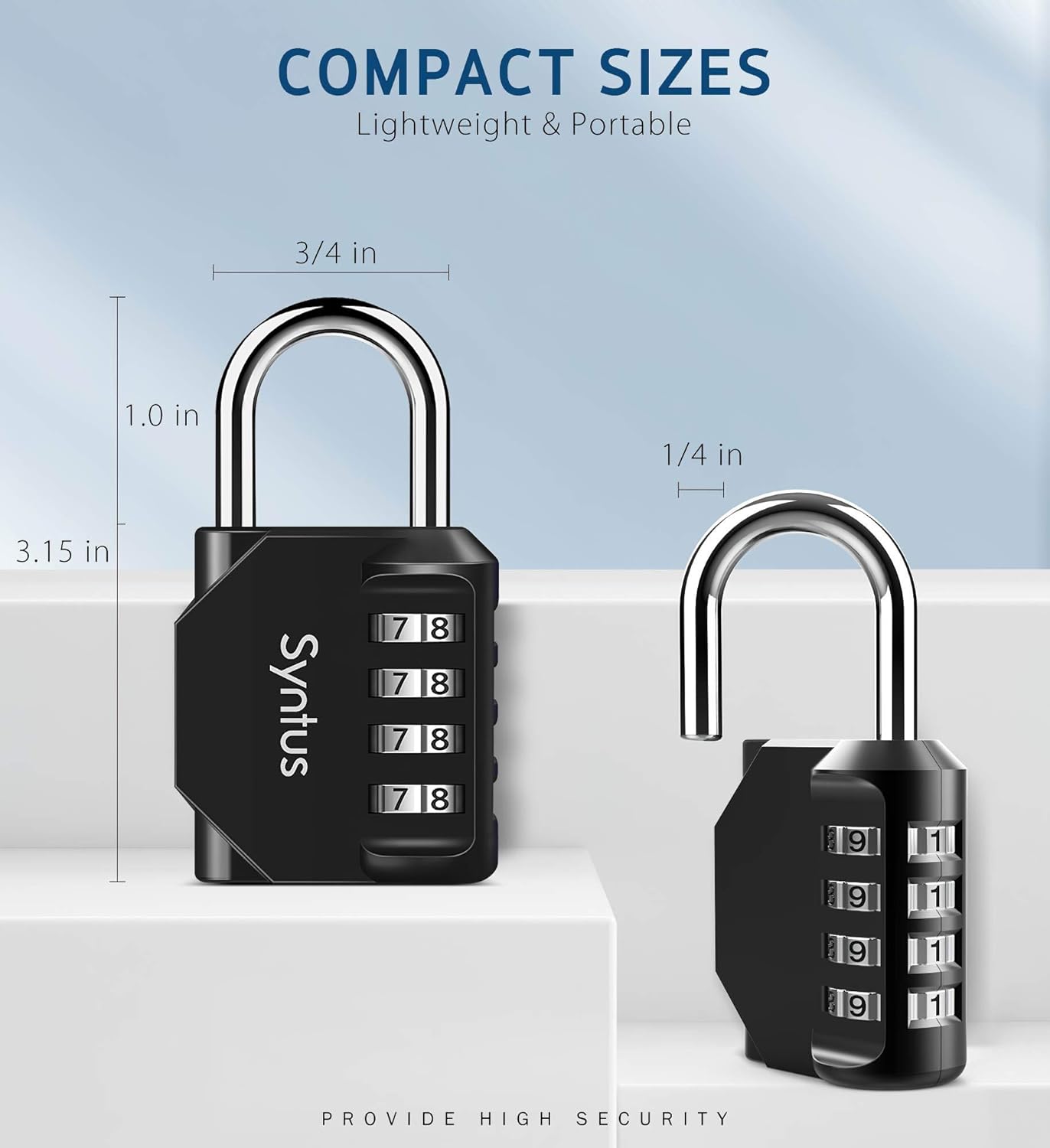 Syntus 2 Pack Combination Lock 4 Digit Padlock for School Gym Sports Locker, Case, Fence, Toolbox, Hasp Storage (Black) - - 
