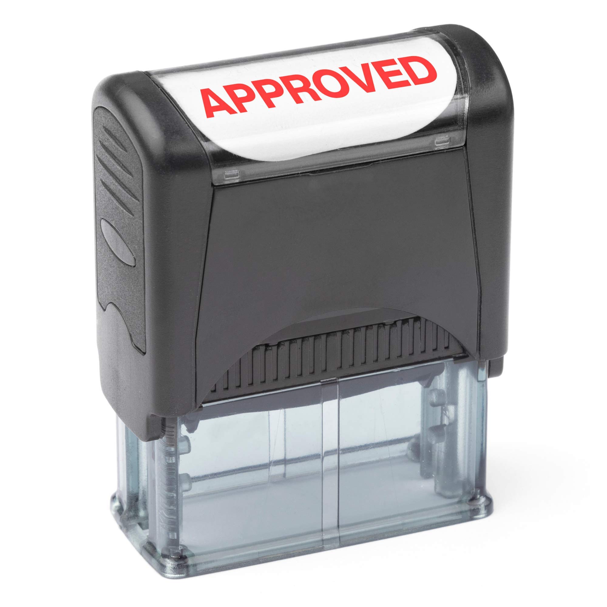 Self Inking Rubber Stamp, Refillable Red Ink Preinstalled - (9/16" x 1-1/2") (Approved)