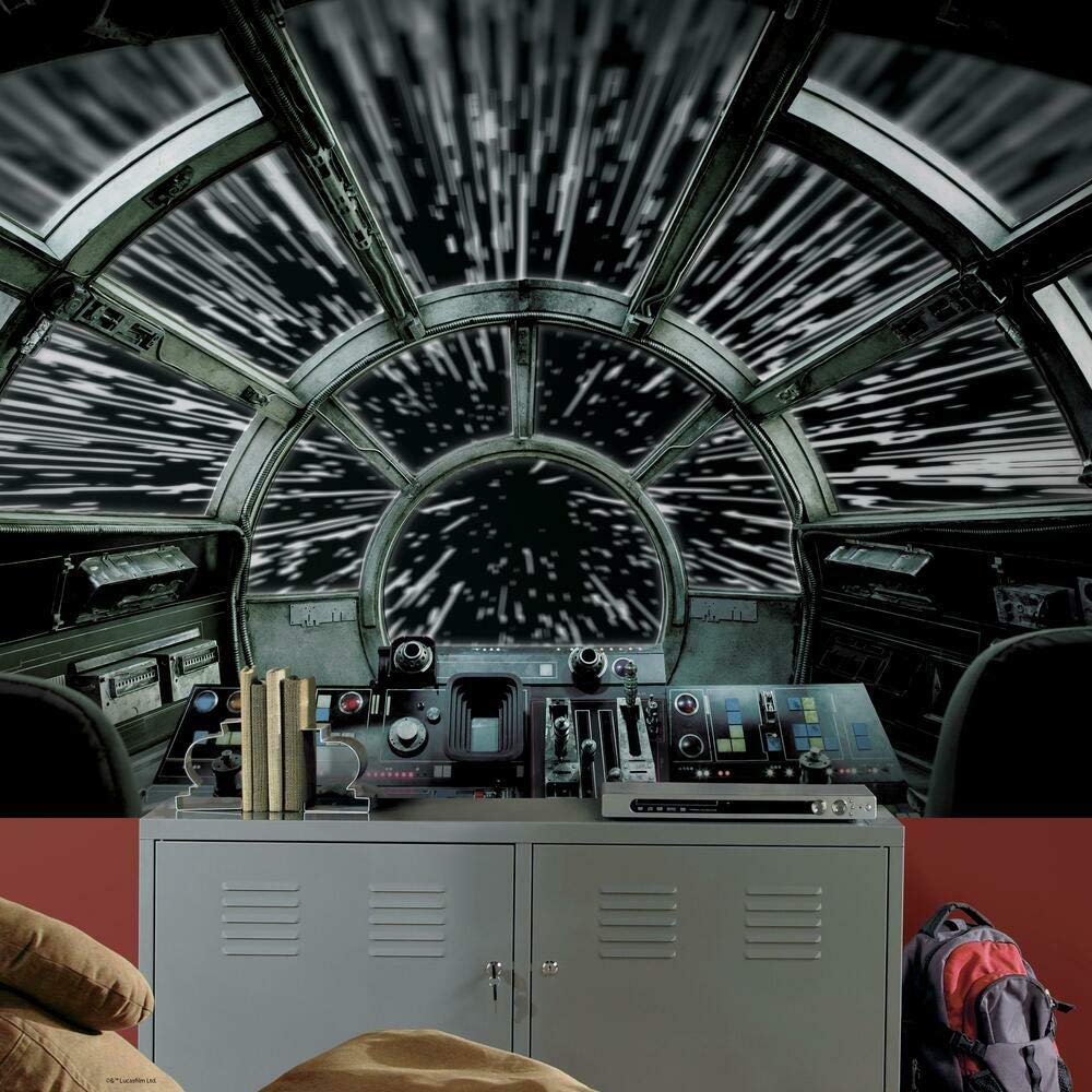 RoomMates RMK11458M 8M Star Wars Millennium Falcon Peel and Stick Wallpaper Mural-10.5 x 6 ft, Original