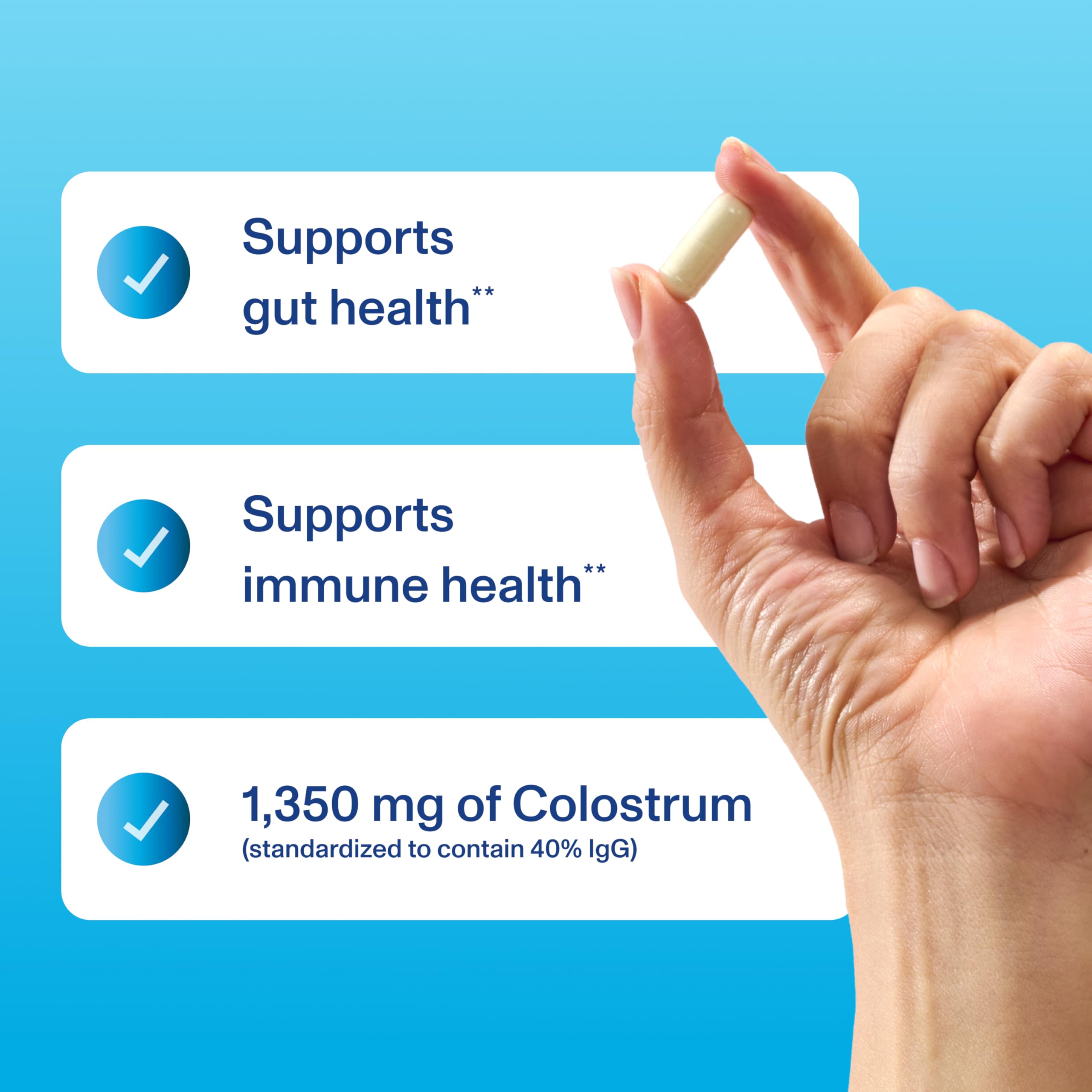 Vital Proteins Bovine Colostrum Supplement 90 Capsules for Gut Health, Immune Support with 40% IgG Premium Bovine Colostrum Superfood, Unflavored, 30 Servings