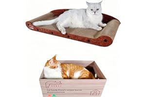 KEBKE Cat Scratcher Bed,30 Inch Cat Couch Scratcher and 17.5 Inch Cat Scratch Box with Refillable Scratch Pad,Cat Scratchers 