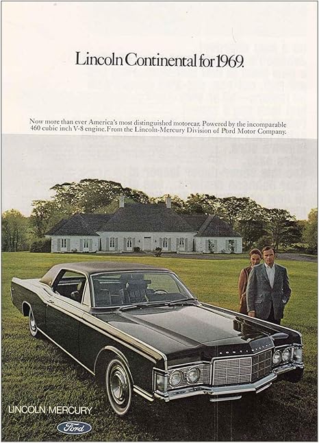 Amazon De Relicpaper 1969 Lincoln Continental 460 Kubikzoll V 8 Motor Ford Print Ad