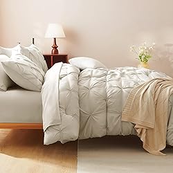 CozyLux California King Comforter Set Oatmeal, 7