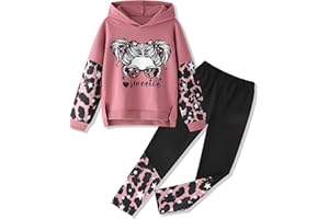 Gaupafmb Girls Clothes Cool Girl Print Tie Dye Hoodie Pullover Sweatshirt Leggings 2PC Outfits