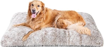 EHEYCIGA Fluffy Extra Large Dog Crate Bed Calming Anti Anxiety 112x85x10cm