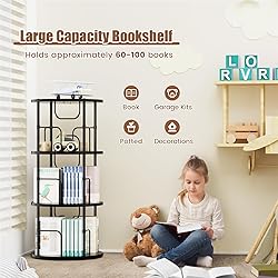 ALLSTAND Rotating Bookshelf, 3 Tier Round Revolving