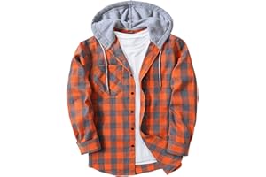 Aymnlox Men's Fashion Hoodies & Sweatshirts Drawstring Plaid Hooded Shirts Jacket Casual Loose Long Sleeve Fall Fashion Coats