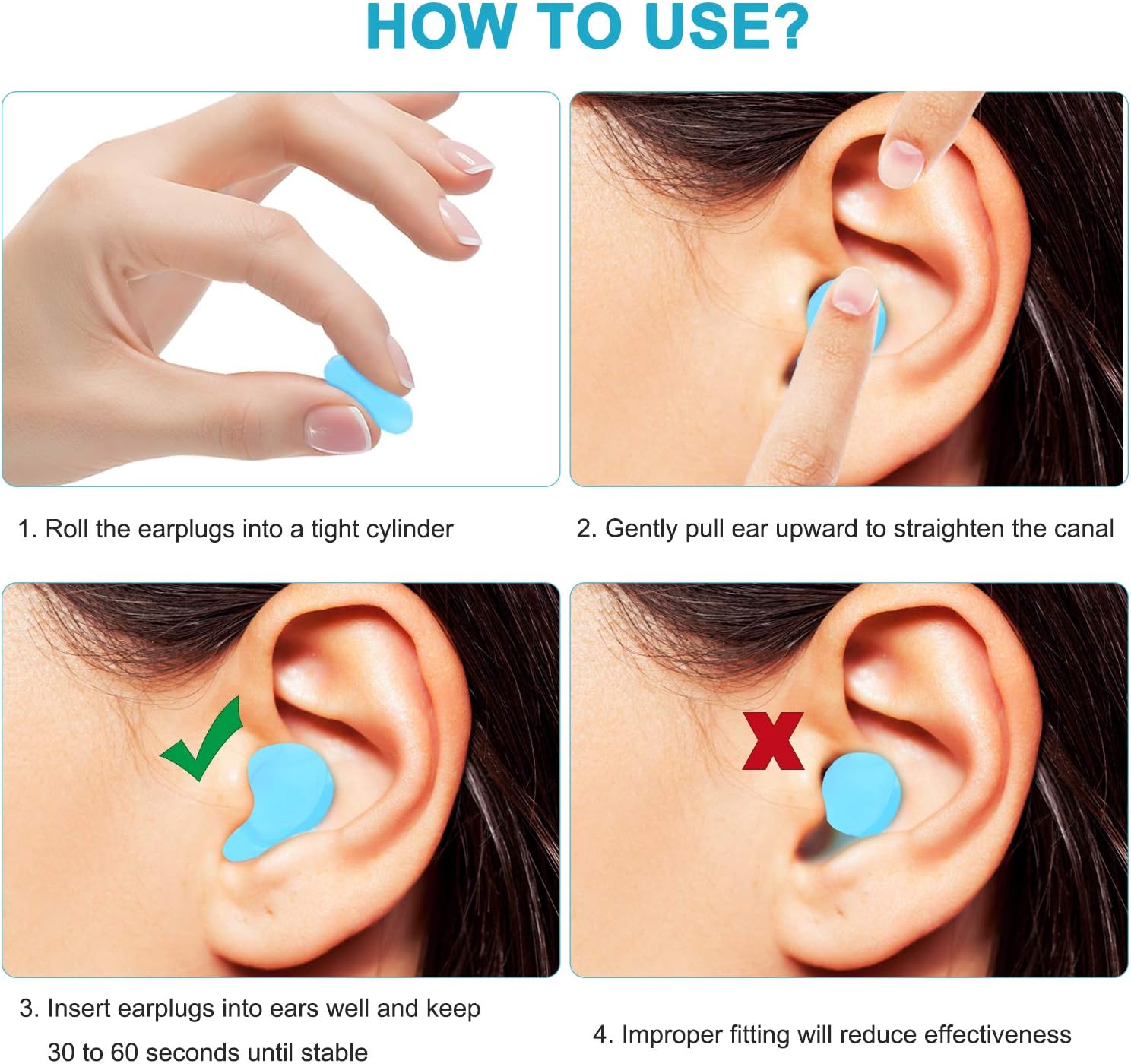 Ear Plugs for Sleeping, Reusable Silicone Moldable Noise Cancelling Sound Blocking Reduction Earplugs for Swimming, Snoring, Concerts, Shooting, Airplanes, Musicians, 32dB Highest NRR: Health & Personal Care