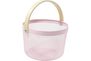 ZOES HOMEWARE Wire Mesh Basket with Handle | Egg Collecting Basket | Garden Harvest Basket | Kitchen Bathroom Pantry Picnic Organizer | 10"*10"*7" | Pink