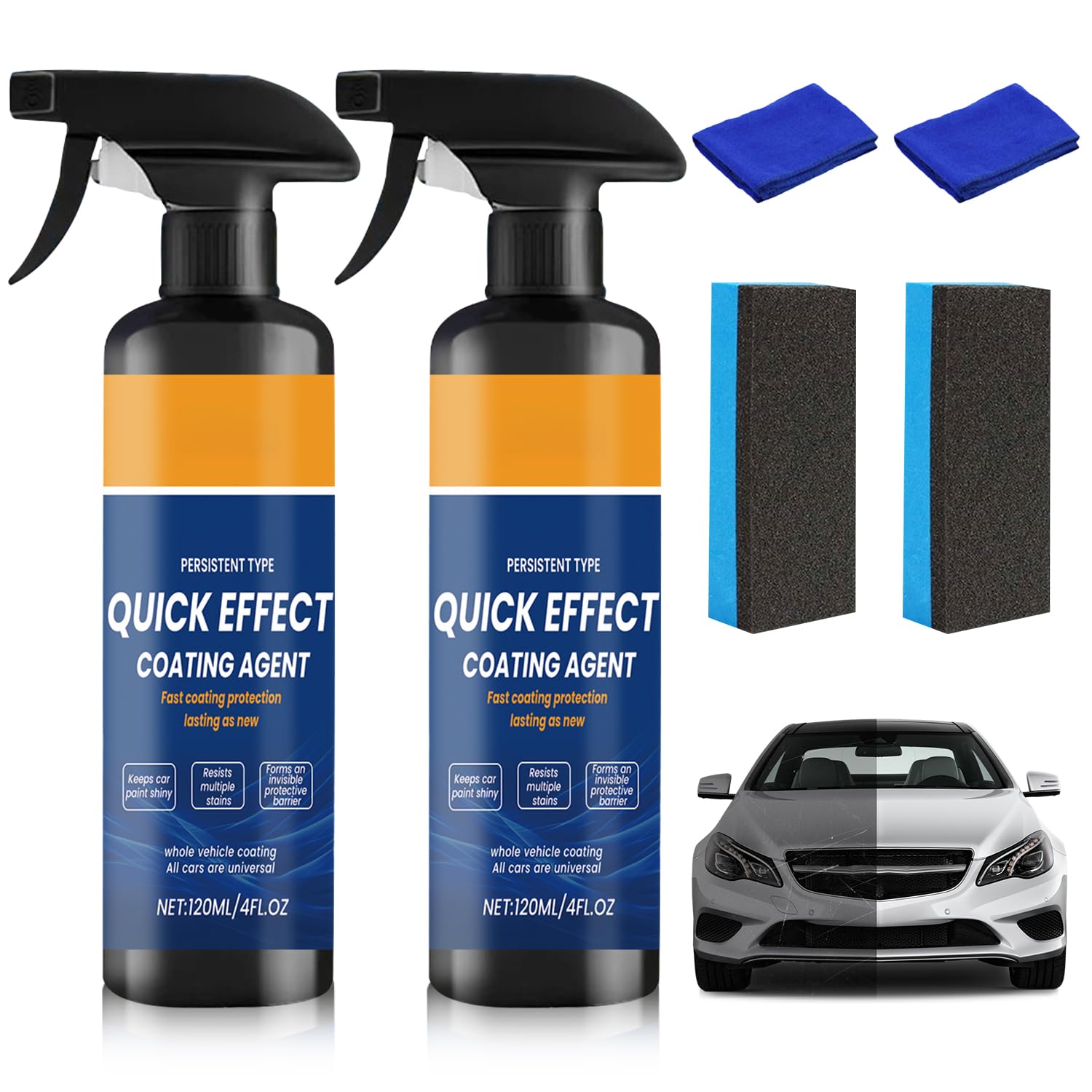 Photo 1 of 2PCS Advanced Car Quick-Acting Coating Agent Spray, Car CoatingSpray, Car Scratch Wax Polish Spray Waterless Wash, DurableCar ShineSpray, Oil Film Emulsion Glass Cleaner