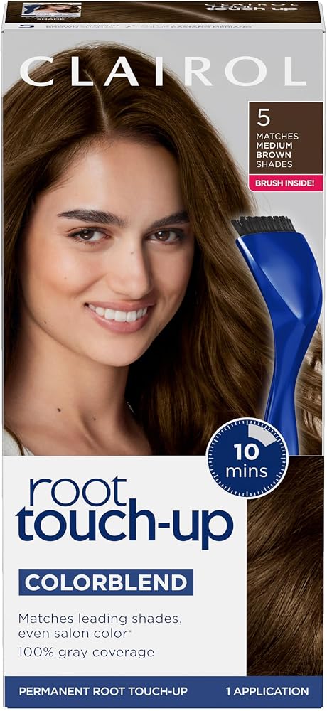 Clairol Root Touch Up Permanent Hair Dye, 5 Medium Brown, Pack of 1 | Clairol Root Touch Up Permanent Hair Dye, 5 Medium Brow