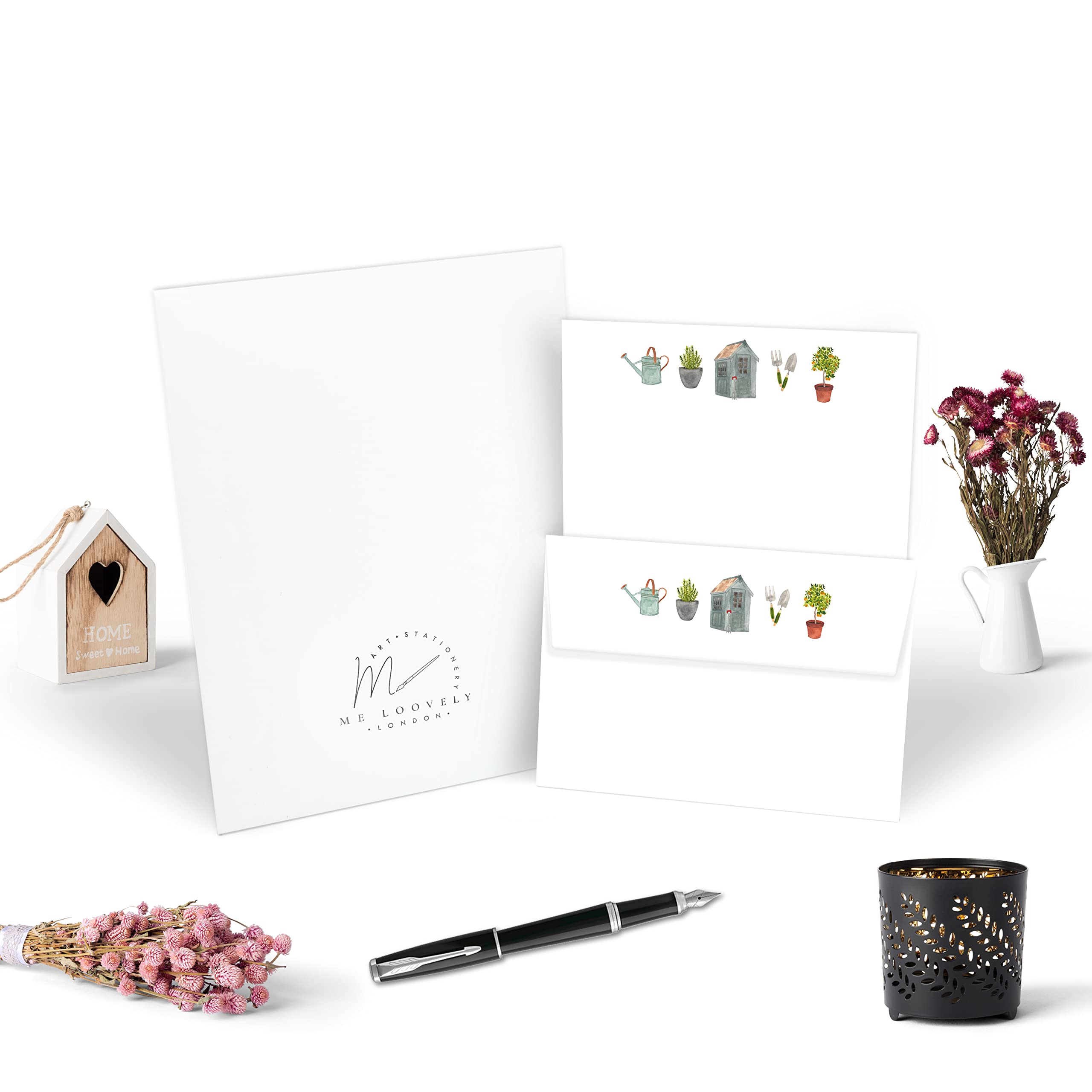 Me Loovely Summer Garden Letter Writing Paper and Envelopes Set A5 Size Papers Stationery Supplies | Christmas Gifts (Pack of 10 with Gift Envelope)