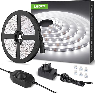 Lepro LED Strip Light 5M 300 LEDs 1650lm 12V Dimmable Cool White 6000K