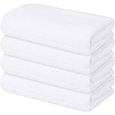 Mordimy 100% Cotton Terry Cloth Kitchen Towels, Super Soft and Absorbent Dish Towels for Drying, Checkered Designed Hand Towels for Kitchen, 16 x 26 Inches, 4 Pack, White